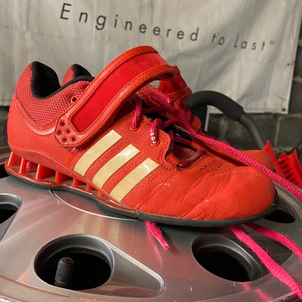 Red adipower weightlifting shoes